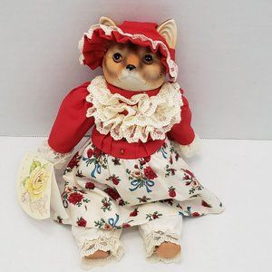 Vintage 1989 Victoria Ashlea Karen Kennedy Animal Fox Doll Figure Floral Dress